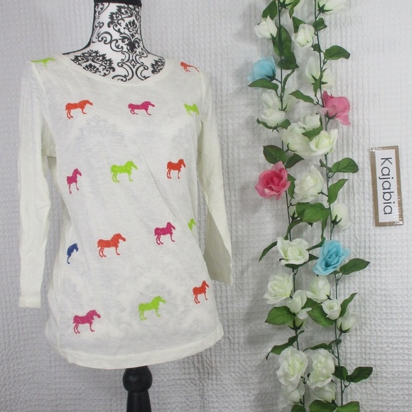 crown & ivy Tops - CROWN & IVY Horse Embroidery Top Size Medium